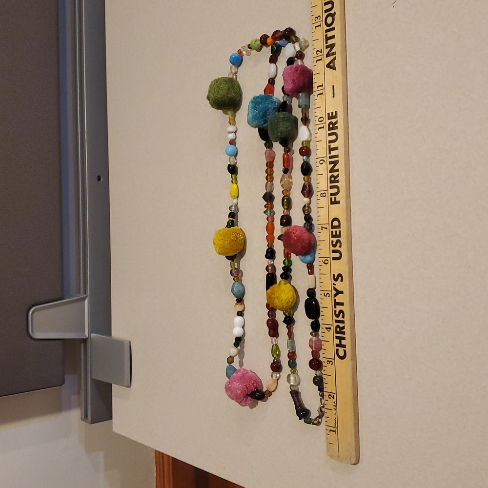 Colorful Beaded And Pom Pom Necklace For Child Or Adult